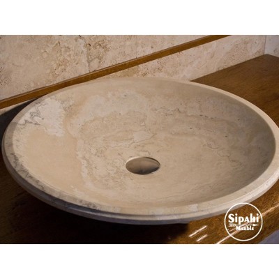 Traverten İnce Yuvarlak Lavabo Traverten İnce Yuvarlak Lavabo