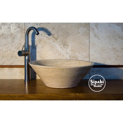Traverten V Model Çanak Lavabo Traverten V Model Çanak Lavabo