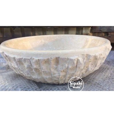 Traverten Dışı Dikey Patlatma Çanak Lavabo Traverten Dışı Dikey Patlatma Çanak Lavabo