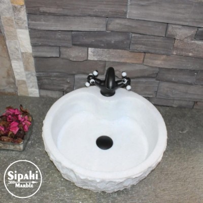 Beyaz Mermer Dışı Dikey Patlatma Lavabo Beyaz Mermer Dışı Dikey Patlatma Lavabo