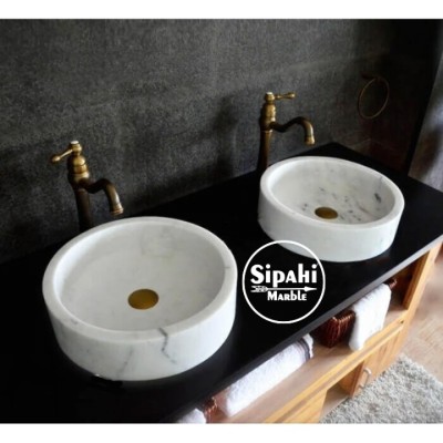 Beyaz Mermer Silindir Lavabo Beyaz Mermer Silindir Lavabo