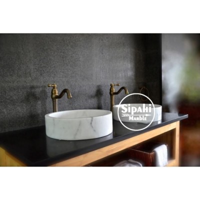 Beyaz Mermer Silindir Lavabo Beyaz Mermer Silindir Lavabo