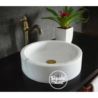 Beyaz Mermer Silindir Lavabo Beyaz Mermer Silindir Lavabo