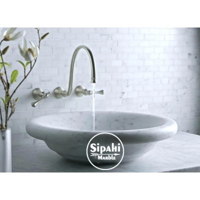Beyaz Mermer Çember Geçişli Yuvarlak Lavabo Beyaz Mermer Çember Geçişli Yuvarlak Lavabo
