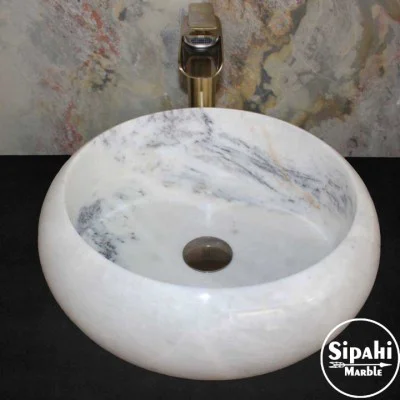 Leylak Beyaz Mermer Bombeli Lavabo Leylak Beyaz Mermer Bombeli Lavabo