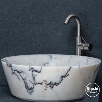 Leylak Beyaz Mermer Konik Silindir Lavabo Leylak Beyaz Mermer Konik Silindir Lavabo