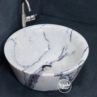 Leylak Beyaz Mermer Konik Silindir Lavabo Leylak Beyaz Mermer Konik Silindir Lavabo