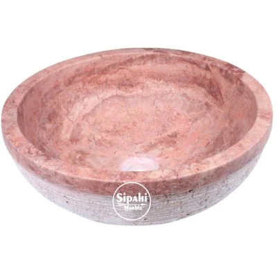 Kırmızı Traverten Dışı Taramalı Yuvarlak Lavabo Kırmızı Traverten Dışı Taramalı Yuvarlak Lavabo