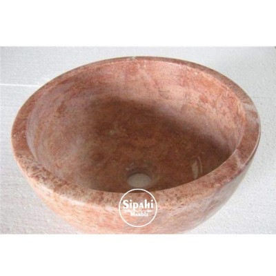 Kırmızı Traverten Yuvarlak Lavabo Kırmızı Traverten Yuvarlak Lavabo