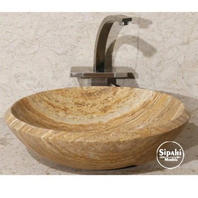 Sarı Traverten Çanak Lavabo Sarı Traverten Çanak Lavabo