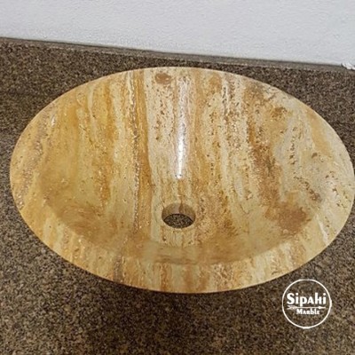 Sarı Traverten Çanak Lavabo Sarı Traverten Çanak Lavabo