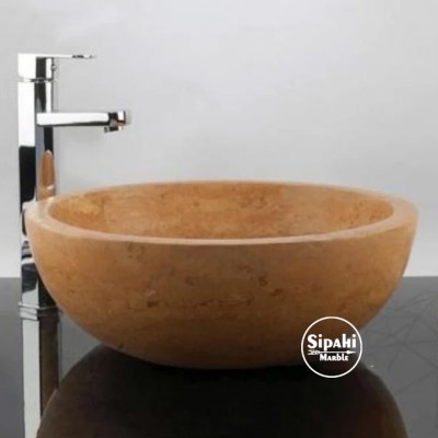 Sarı Traverten Yuvarlak Lavabo Sarı Traverten Yuvarlak Lavabo