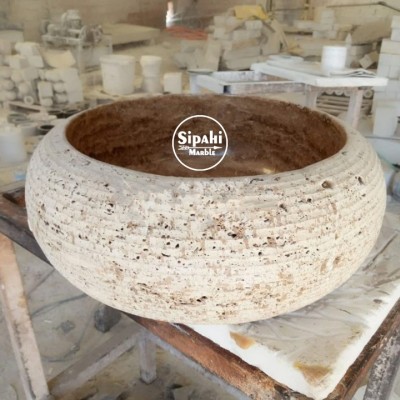Noche Traverten Dışı Taramalı Bombeli Lavabo Noche Traverten Dışı Taramalı Bombeli Lavabo