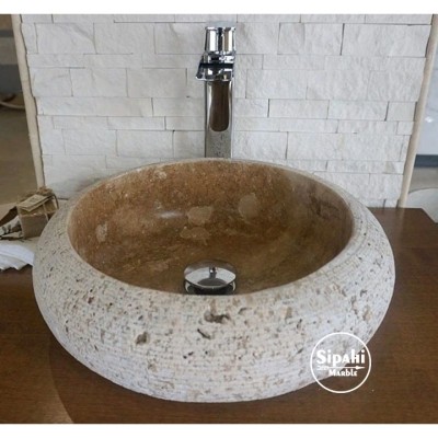 Noche Traverten Dışı Taramalı Bombeli Lavabo Noche Traverten Dışı Taramalı Bombeli Lavabo