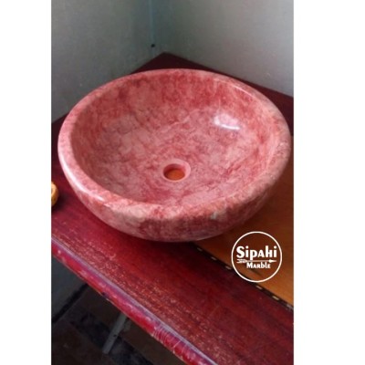 Kırmızı Traverten Yuvarlak Lavabo Kırmızı Traverten Yuvarlak Lavabo