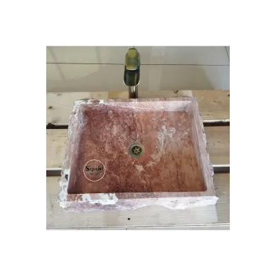 Kırmızı Traverten Lüx Kare Lavabo Kırmızı Traverten Lüx Kare Lavabo