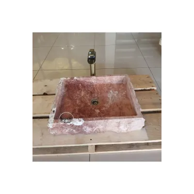 Kırmızı Traverten Lüx Kare Lavabo Kırmızı Traverten Lüx Kare Lavabo