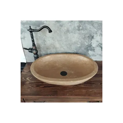 Koyu Traverten Oval Lavabo Koyu Traverten Oval Lavabo