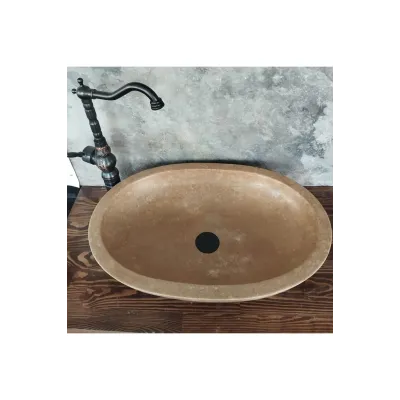 Koyu Traverten Oval Lavabo Koyu Traverten Oval Lavabo