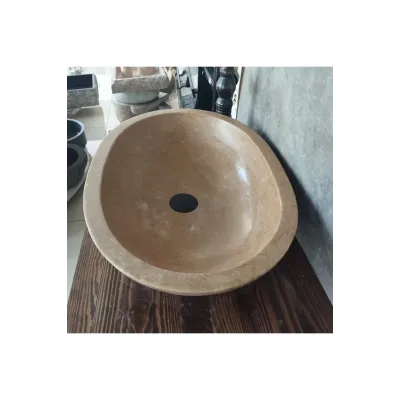 Koyu Traverten Oval Lavabo Koyu Traverten Oval Lavabo