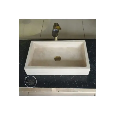 Traverten Köşeli Klasik Lavabo Traverten Köşeli Klasik Lavabo