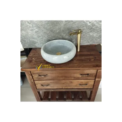 Gri Mermer Bombeli Lavabo Gri Mermer Bombeli Lavabo