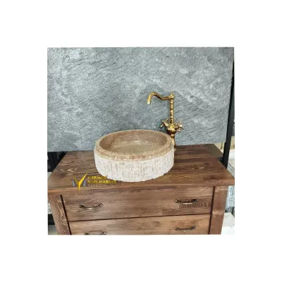 Koyu Traverten Dışı Patlatma Lavabo Koyu Traverten Dışı Patlatma Lavabo