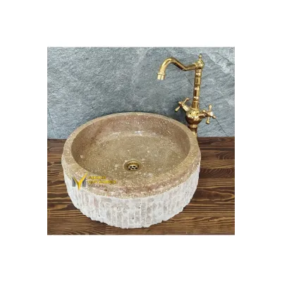 Koyu Traverten Dışı Patlatma Lavabo Koyu Traverten Dışı Patlatma Lavabo