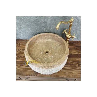 Koyu Traverten Dışı Patlatma Lavabo Koyu Traverten Dışı Patlatma Lavabo