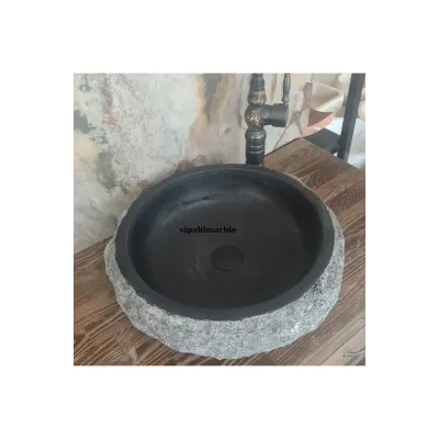 Bazalt Siyah Dışı Patlatma Çanak Lavabo Bazalt Siyah Dışı Patlatma Çanak Lavabo
