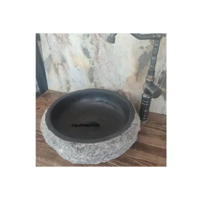 Bazalt Siyah Dışı Patlatma Çanak Lavabo Bazalt Siyah Dışı Patlatma Çanak Lavabo