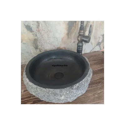 Bazalt Siyah Dışı Patlatma Çanak Lavabo Bazalt Siyah Dışı Patlatma Çanak Lavabo