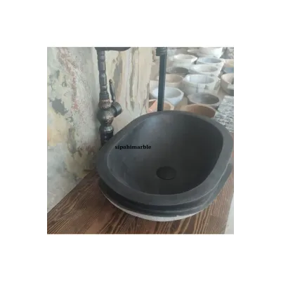 Bazalt Siyah Dışı Mucartalı Elips Lavabo Bazalt Siyah Dışı Mucartalı Elips Lavabo