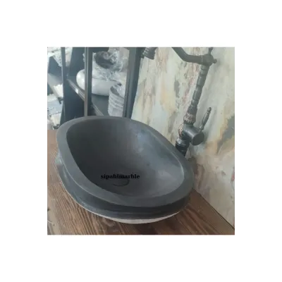 Bazalt Siyah Dışı Mucartalı Elips Lavabo Bazalt Siyah Dışı Mucartalı Elips Lavabo