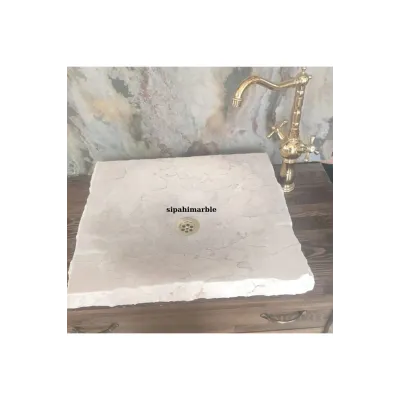Bej Mermer Kare Tasarım Lavabo Bej Mermer Kare Tasarım Lavabo