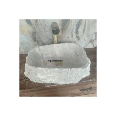 Gümüş Traverten Lüx Şekilsiz Lavabo Gümüş Traverten Lüx Şekilsiz Lavabo