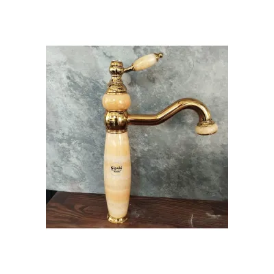 Gold Onyx Detaylı Uzun Çanak Lavabo Bataryası Gold Onyx Detaylı Uzun Çanak Lavabo Bataryası