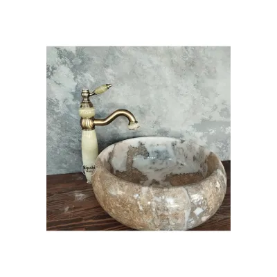 Antik Onyx Detaylı Uzun Çanak Lavabo Bataryası Antik Onyx Detaylı Uzun Çanak Lavabo Bataryası
