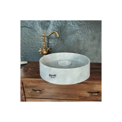 Afyon Bulutlu Mermer Gizli Giderli Yuvarlak Lavabo Afyon Bulutlu Mermer Gizli Giderli Yuvarlak Lavabo
