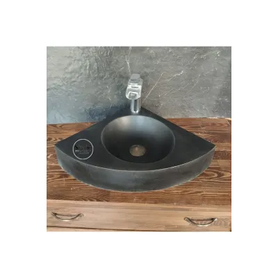 Bazalt Batarya Çıkışlı Üçgen Lavabo Bazalt Batarya Çıkışlı Üçgen Lavabo