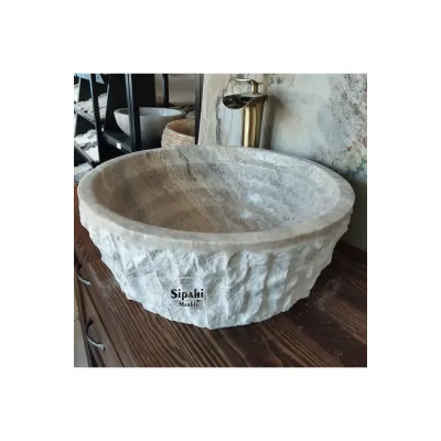 Gümüş Traverten İçi Katmanlı Lavabo Gümüş Traverten İçi Katmanlı Lavabo