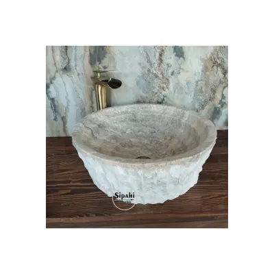Gümüş Traverten İçi Katmanlı Lavabo Gümüş Traverten İçi Katmanlı Lavabo