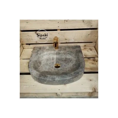 Dark Emperador Tek Batarya Çıkışlı Dizayn Lavabo Dark Emperador Tek Batarya Çıkışlı Dizayn Lavabo