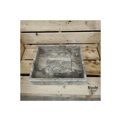 Gümüş Traverten Gizli Giderli Lavabo Gümüş Traverten Gizli Giderli Lavabo