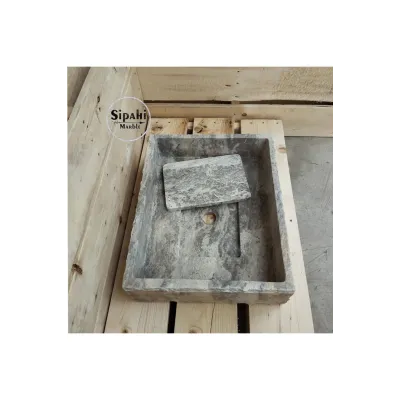 Gümüş Traverten Gizli Giderli Lavabo Gümüş Traverten Gizli Giderli Lavabo
