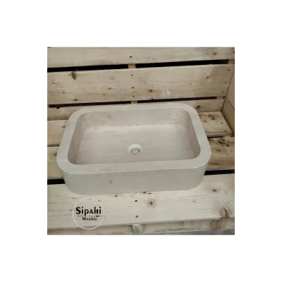 Kalın Kenar Liğht Traverten Lavabo Kalın Kenar Liğht Traverten Lavabo