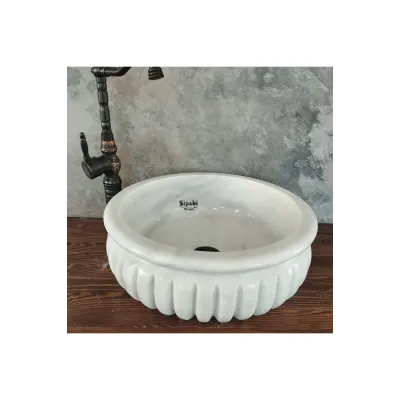 Beyaz Mermer Kavun Dilimli Lüx Lavabo Beyaz Mermer Kavun Dilimli Lüx Lavabo