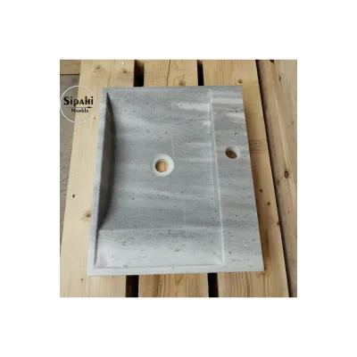 Gri Mermer Tek Batarya Çıkışlı Lavabo Gri Mermer Tek Batarya Çıkışlı Lavabo