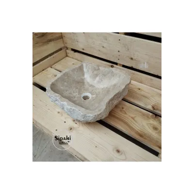 Bej Mermer Şekilsiz Lavabo Bej Mermer Şekilsiz Lavabo