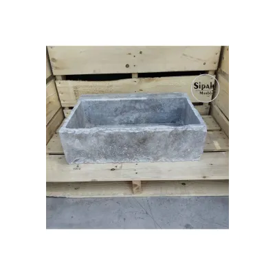 Gümüş Traverten Tek Batarya Çıkışlı Derin Lavabo Gümüş Traverten Tek Batarya Çıkışlı Derin Lavabo
